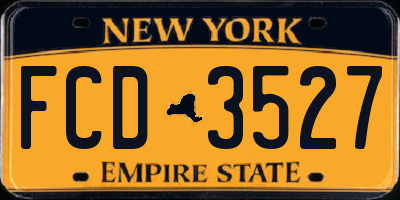 NY license plate FCD3527