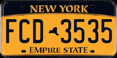 NY license plate FCD3535