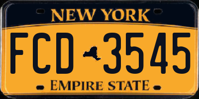 NY license plate FCD3545