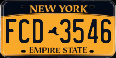 NY license plate FCD3546