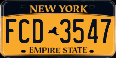NY license plate FCD3547