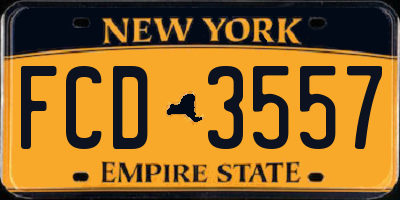 NY license plate FCD3557
