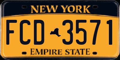 NY license plate FCD3571