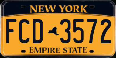 NY license plate FCD3572