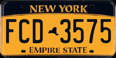 NY license plate FCD3575