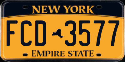 NY license plate FCD3577