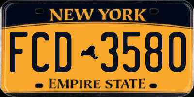 NY license plate FCD3580