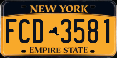 NY license plate FCD3581