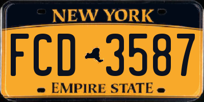 NY license plate FCD3587