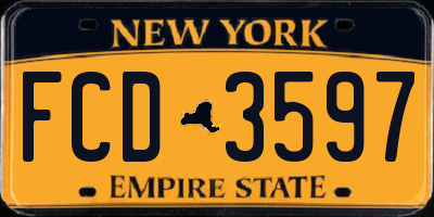 NY license plate FCD3597
