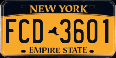 NY license plate FCD3601