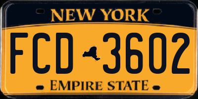 NY license plate FCD3602