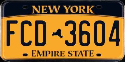 NY license plate FCD3604