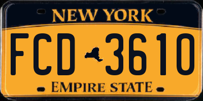 NY license plate FCD3610