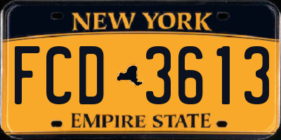 NY license plate FCD3613