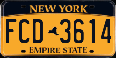 NY license plate FCD3614