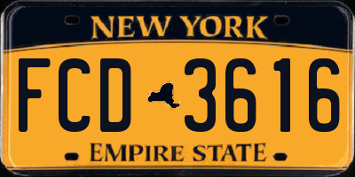 NY license plate FCD3616