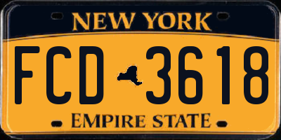 NY license plate FCD3618