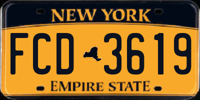 NY license plate FCD3619