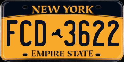 NY license plate FCD3622