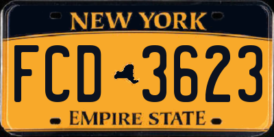 NY license plate FCD3623