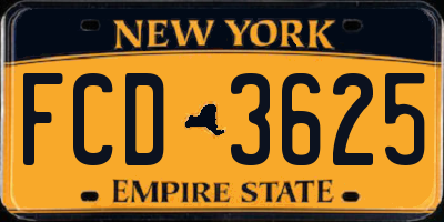 NY license plate FCD3625
