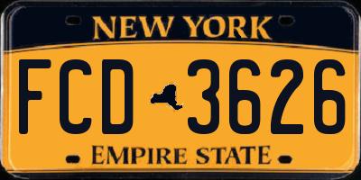 NY license plate FCD3626