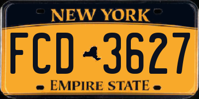 NY license plate FCD3627