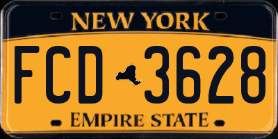 NY license plate FCD3628