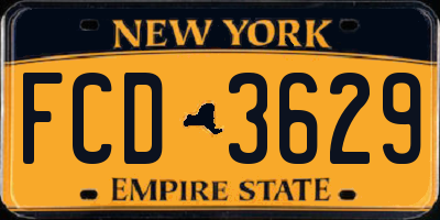 NY license plate FCD3629