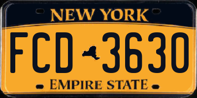 NY license plate FCD3630