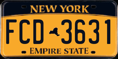 NY license plate FCD3631