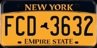 NY license plate FCD3632