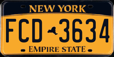 NY license plate FCD3634