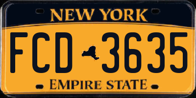 NY license plate FCD3635