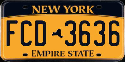 NY license plate FCD3636