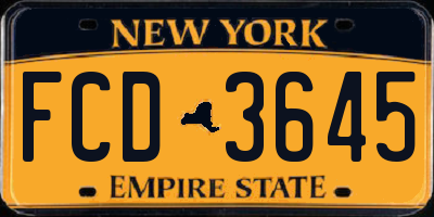 NY license plate FCD3645