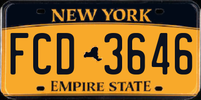 NY license plate FCD3646