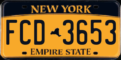 NY license plate FCD3653