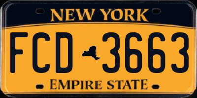 NY license plate FCD3663