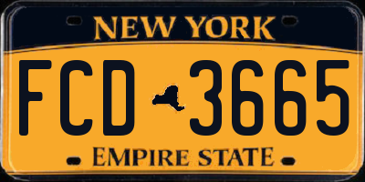 NY license plate FCD3665