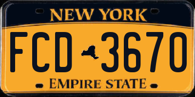 NY license plate FCD3670