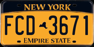 NY license plate FCD3671