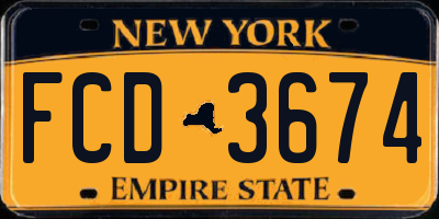 NY license plate FCD3674