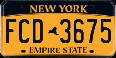NY license plate FCD3675