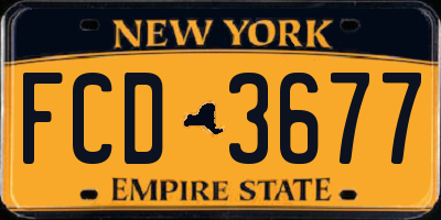 NY license plate FCD3677