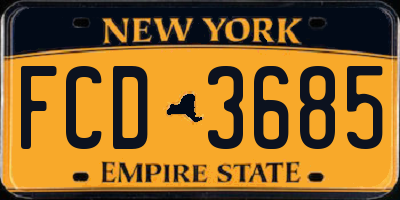 NY license plate FCD3685