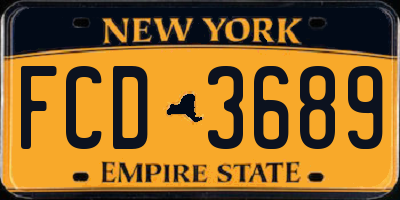 NY license plate FCD3689