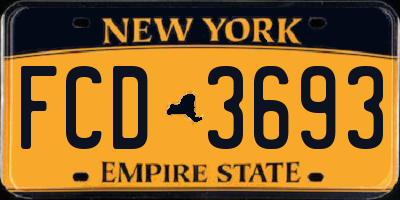 NY license plate FCD3693
