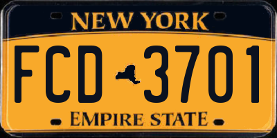 NY license plate FCD3701
